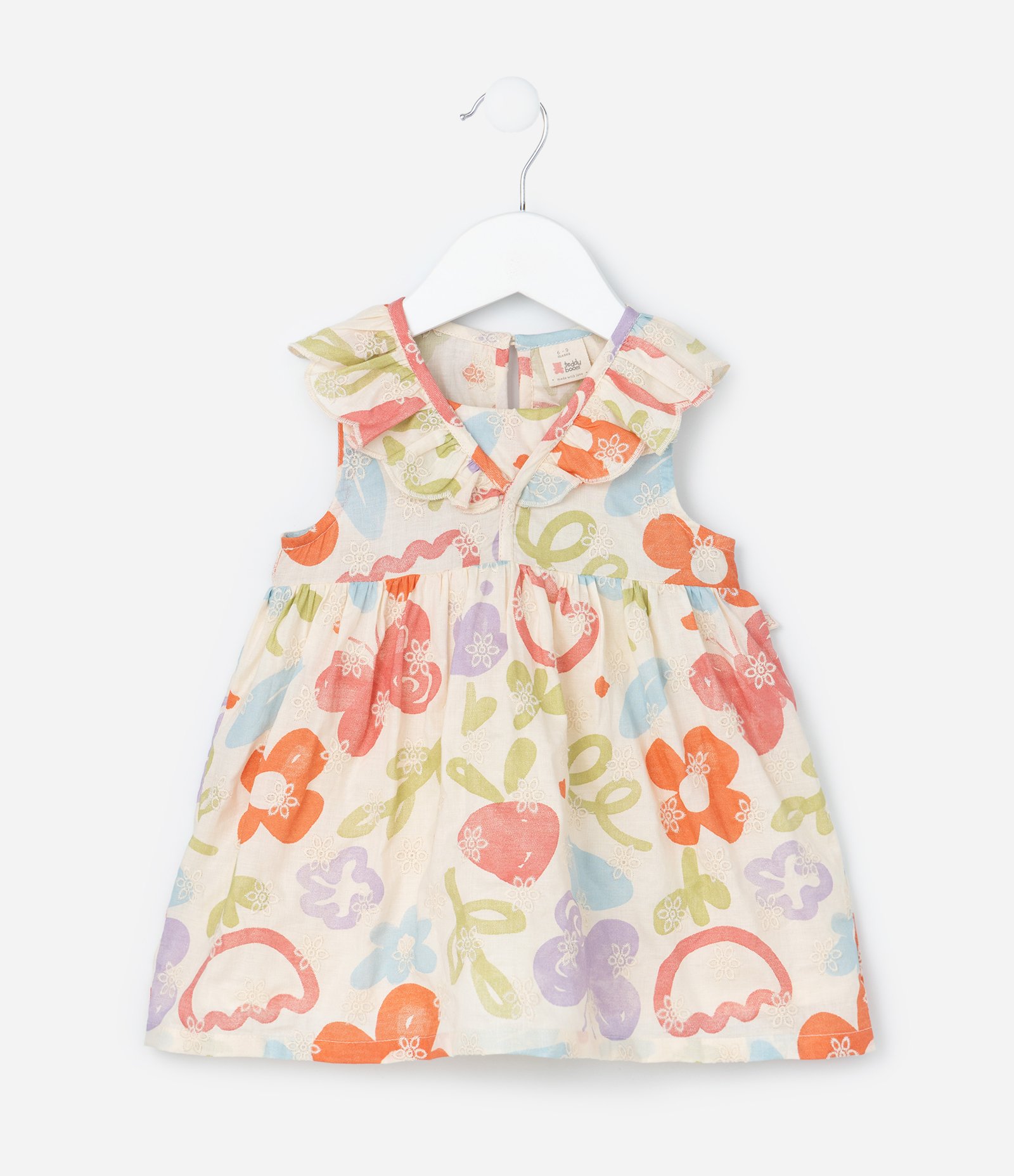 Vestido Infantil em Tricoline com Babadinhos e Calcinha - Tam 3 a 18 meses Bege/Lilás/Laranja 3