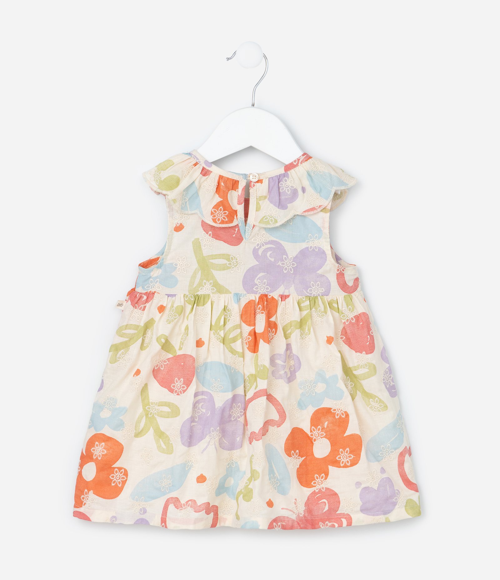 Vestido Infantil em Tricoline com Babadinhos e Calcinha - Tam 3 a 18 meses Bege/Lilás/Laranja 4