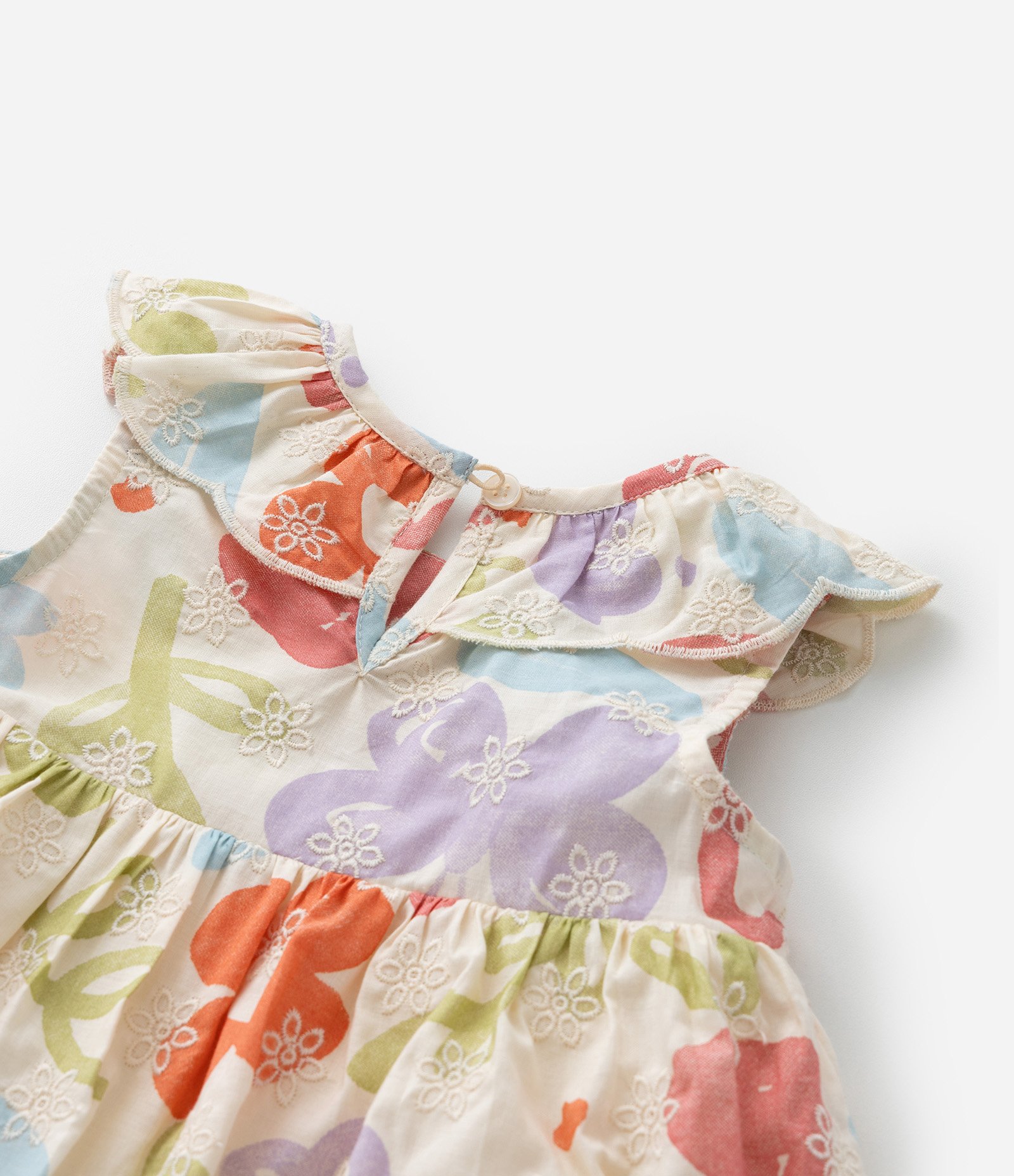 Vestido Infantil em Tricoline com Babadinhos e Calcinha - Tam 3 a 18 meses Bege/Lilás/Laranja 7