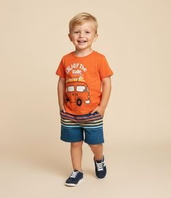 Conjunto Infantil com Estampa de Kombi e Lettering Enjoy The Ride - Tam 1 a 6 Anos