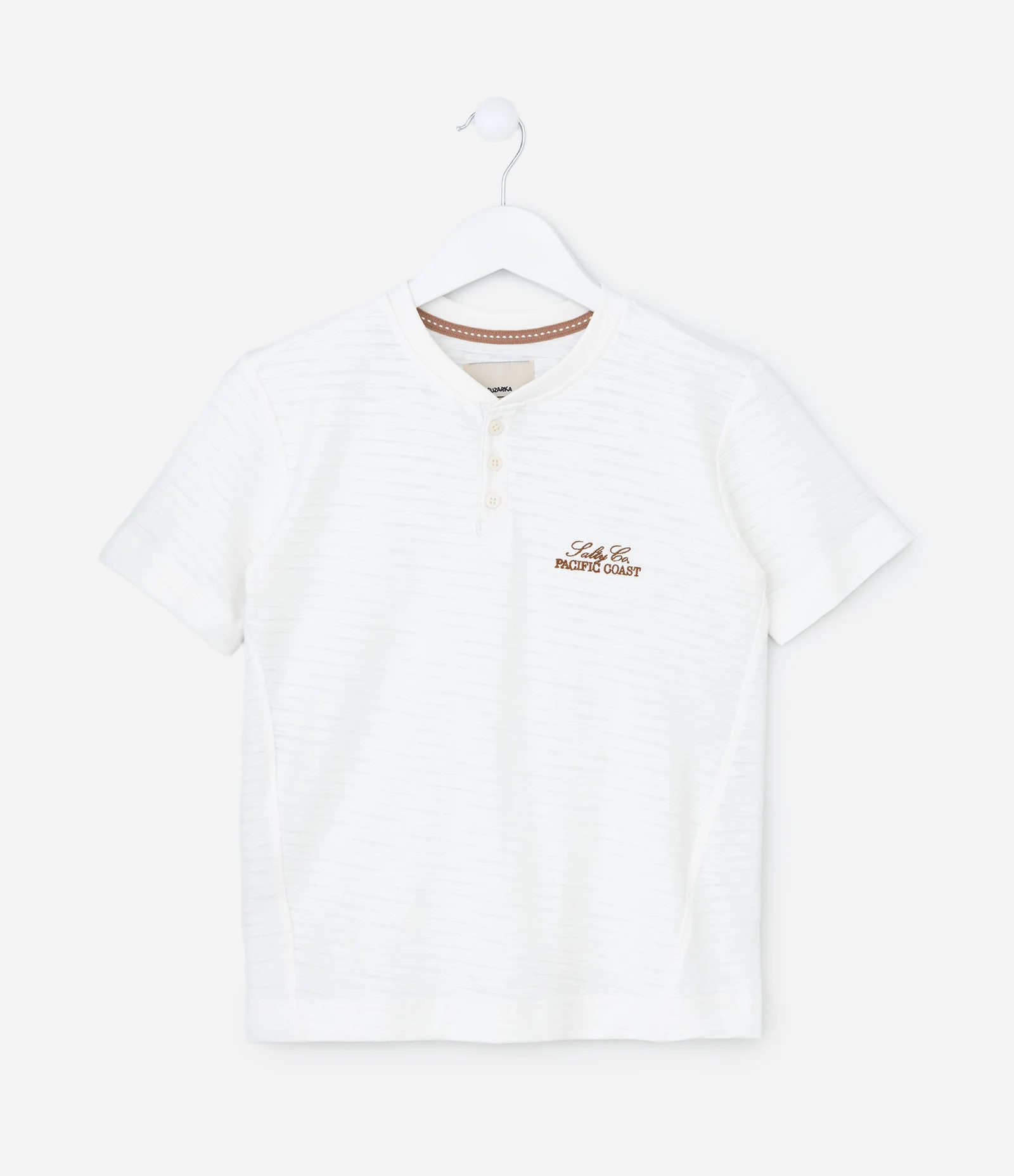 Camiseta Infantil Texturizada com Bordado Lettering - Tam 5 a 14 Anos Branco 1