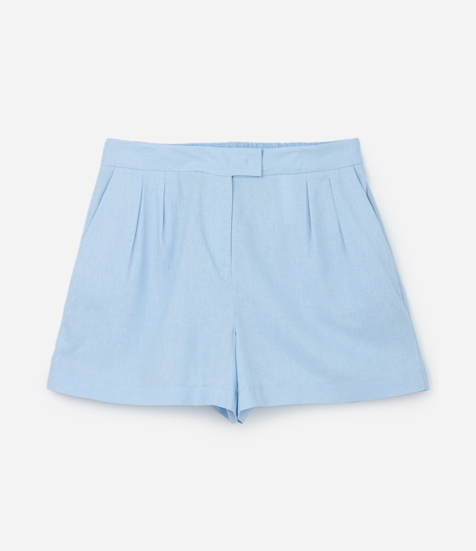 Bermuda com Linho e Bolso Faca Curve & Plus Size Azul 5