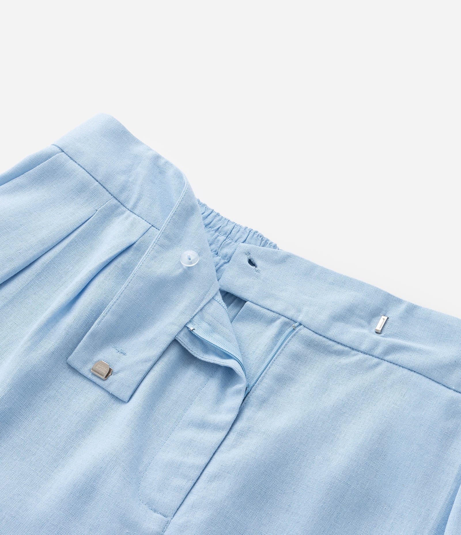 Bermuda com Linho e Bolso Faca Curve & Plus Size Azul 8