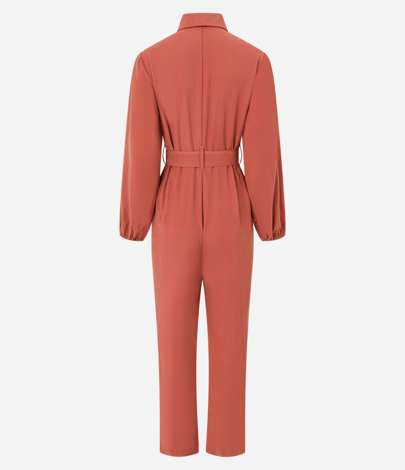 Macacão Alfaiatado em Viscolinho com Botões e Cinto de Tecido Terracota 6