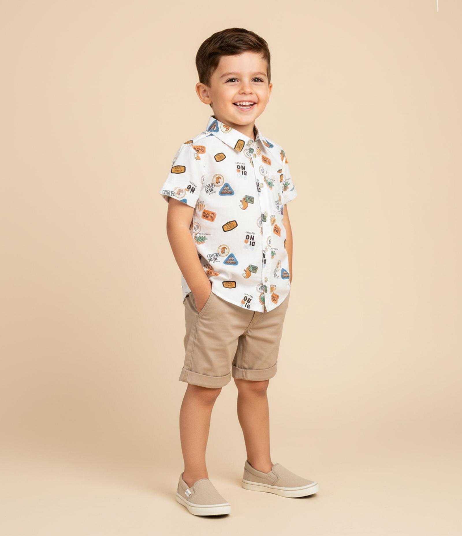 Bermuda Infantil em Sarja com Bolso Faca - Tam 1 a 6 Anos Marrom 1