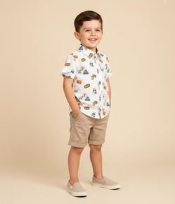 Bermuda Infantil em Sarja com Bolso Faca - Tam 1 a 6 Anos