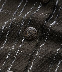 Jaqueta Tweed Xadrez com Botão Detalhado Curve & Plus Size