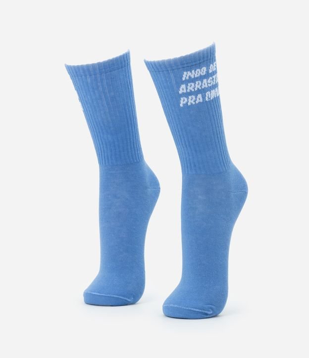 Meia Cano Alto em Algodão com Estampa Indo de Arrasta Pra Cima