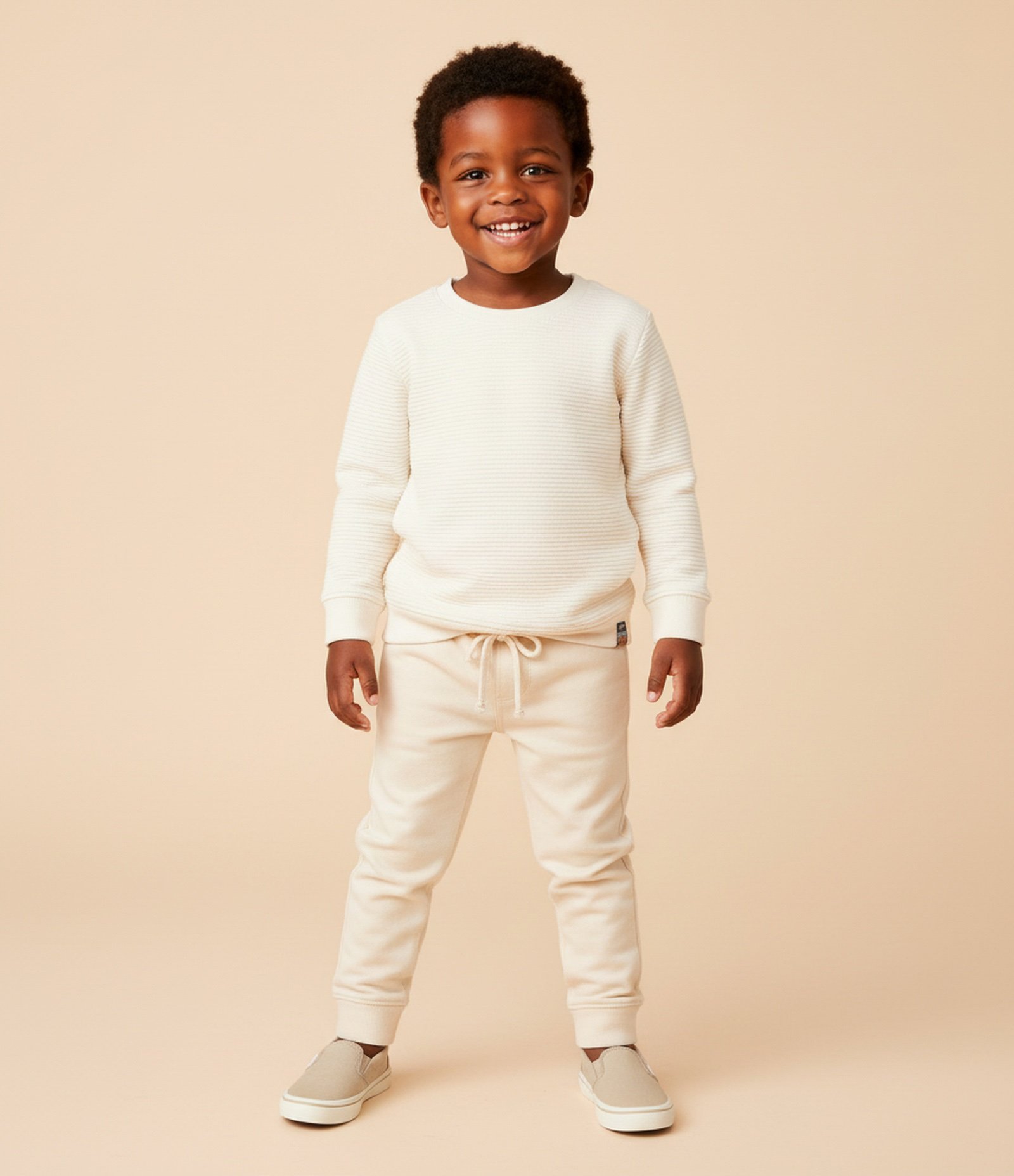 Calça Infantil em Piquet com Recortes - Tam 1 a 6 Anos Bege 1