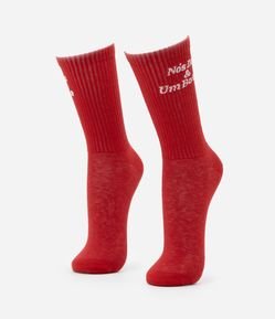 Meia Cano Alto em Algodão com Estampa Nós Dois e Um Boteco