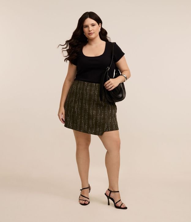 Short Saia em Tweed Xadrez Curve & Plus Size