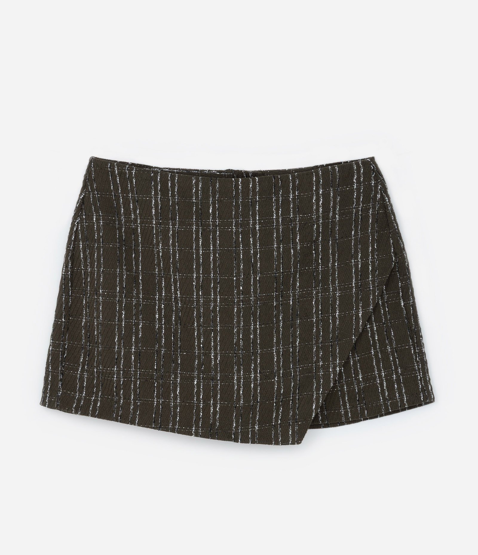 Short Saia em Tweed Xadrez Curve & Plus Size Verde 5