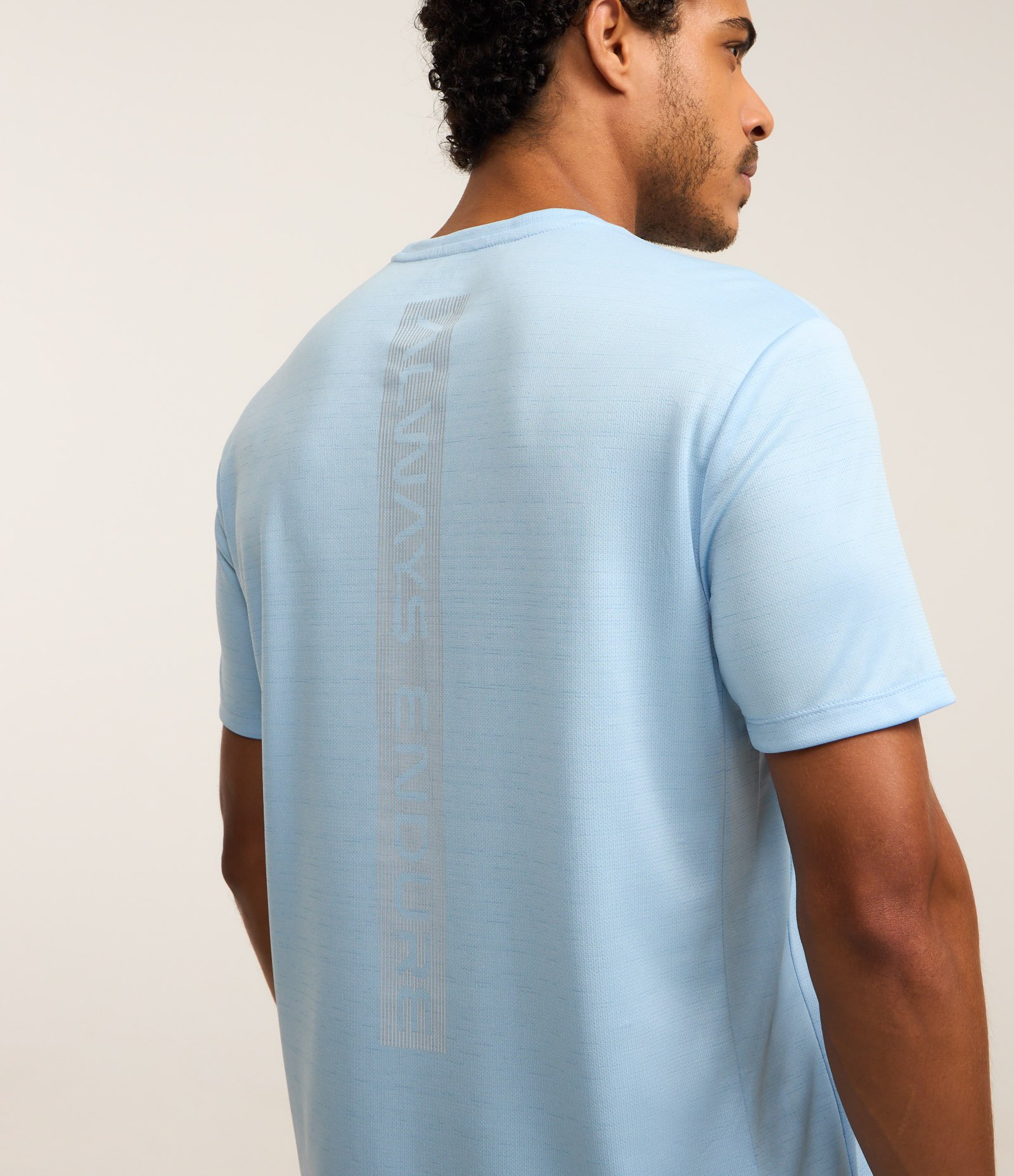 Camiseta Esportiva com Tecnologia Dry e Estampa Refletiva Azul claro 3