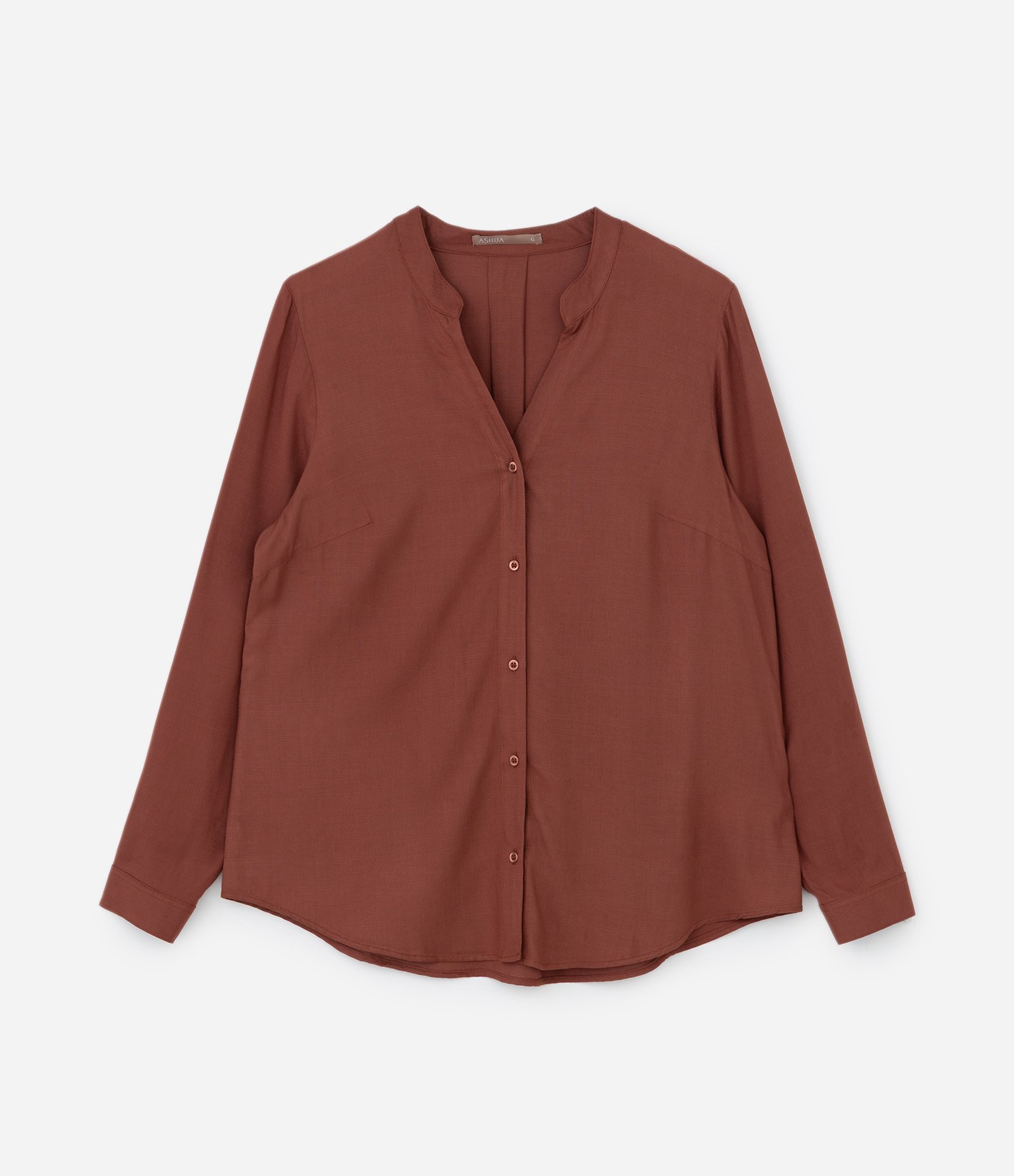 Camisa em Viscose com Decote V Curve & Plus Size Marrom 4