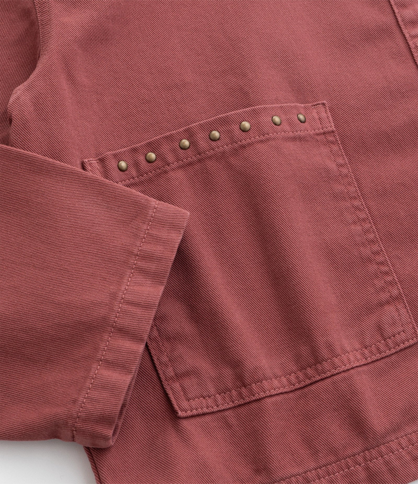Jaqueta Overshirt em Sarja com Tachinhas Curve & Plus Size Vermelho 8