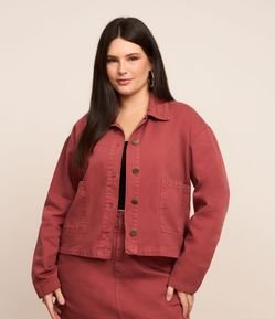 Jaqueta Overshirt em Sarja com Tachinhas Curve & Plus Size