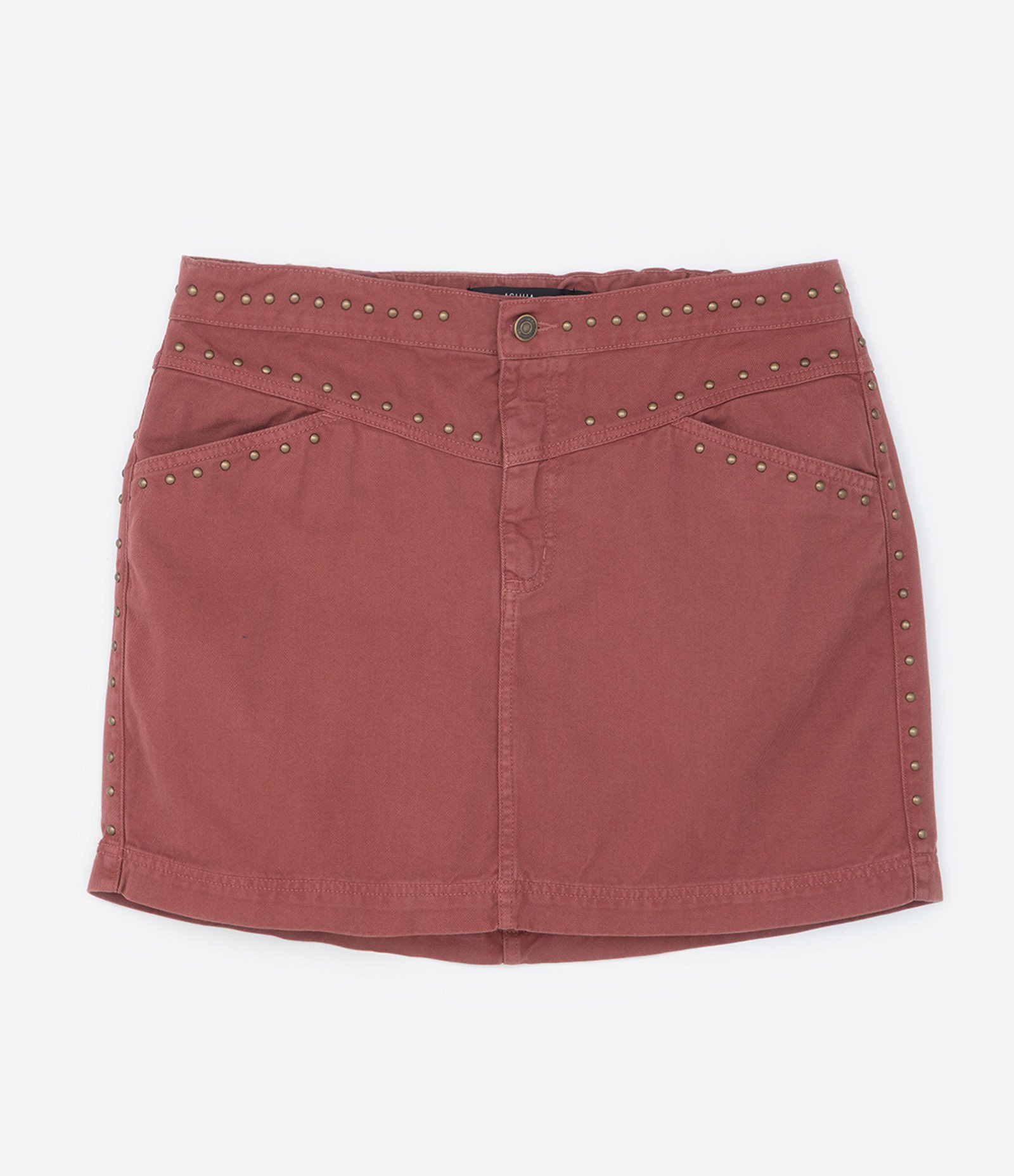 Saia Curta em Sarja com Tachinhas Frontais Curve & Plus Size Vermelho 5