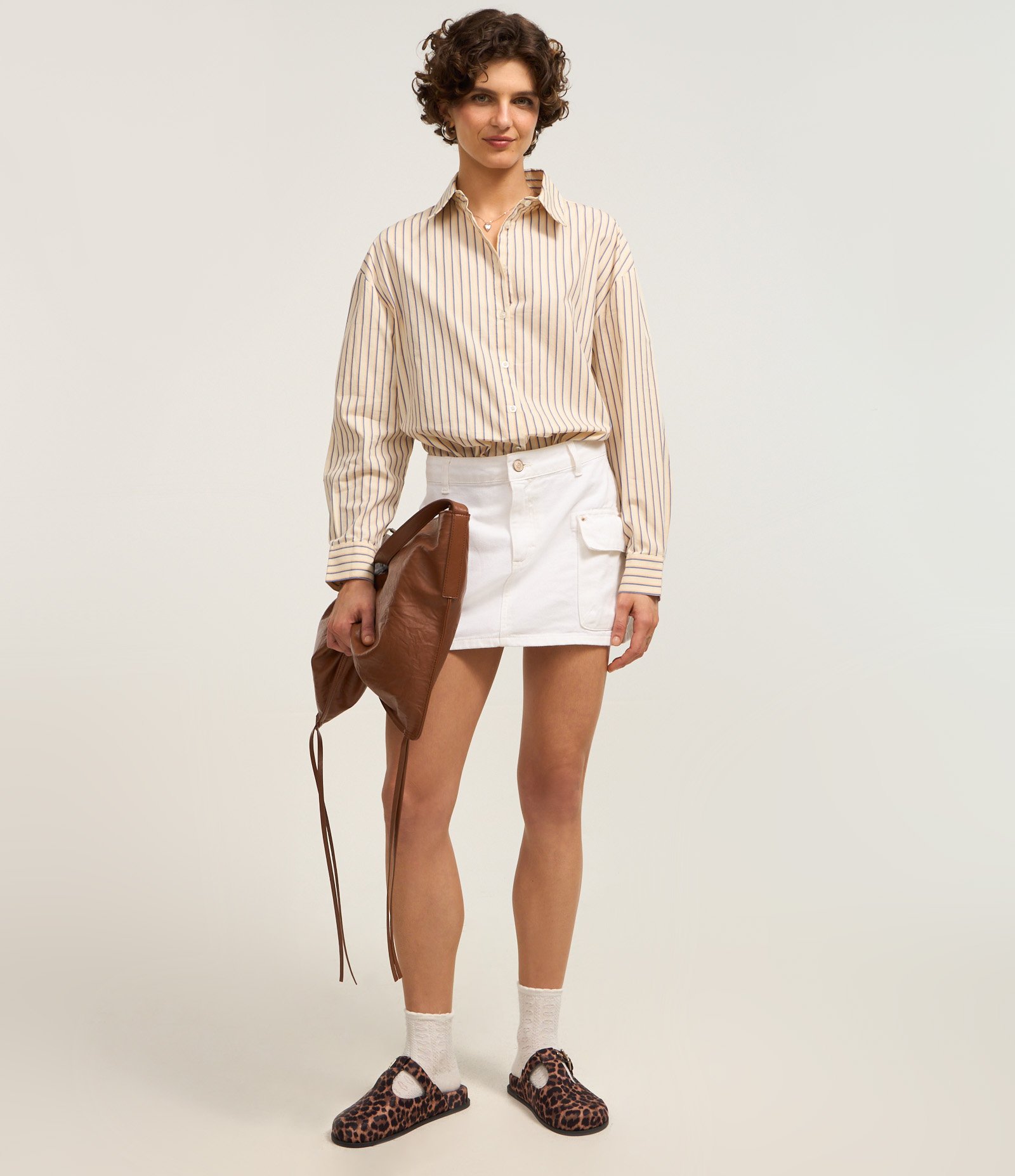 Saia Carho em Sarja com Bolsos Laterais Off White 1