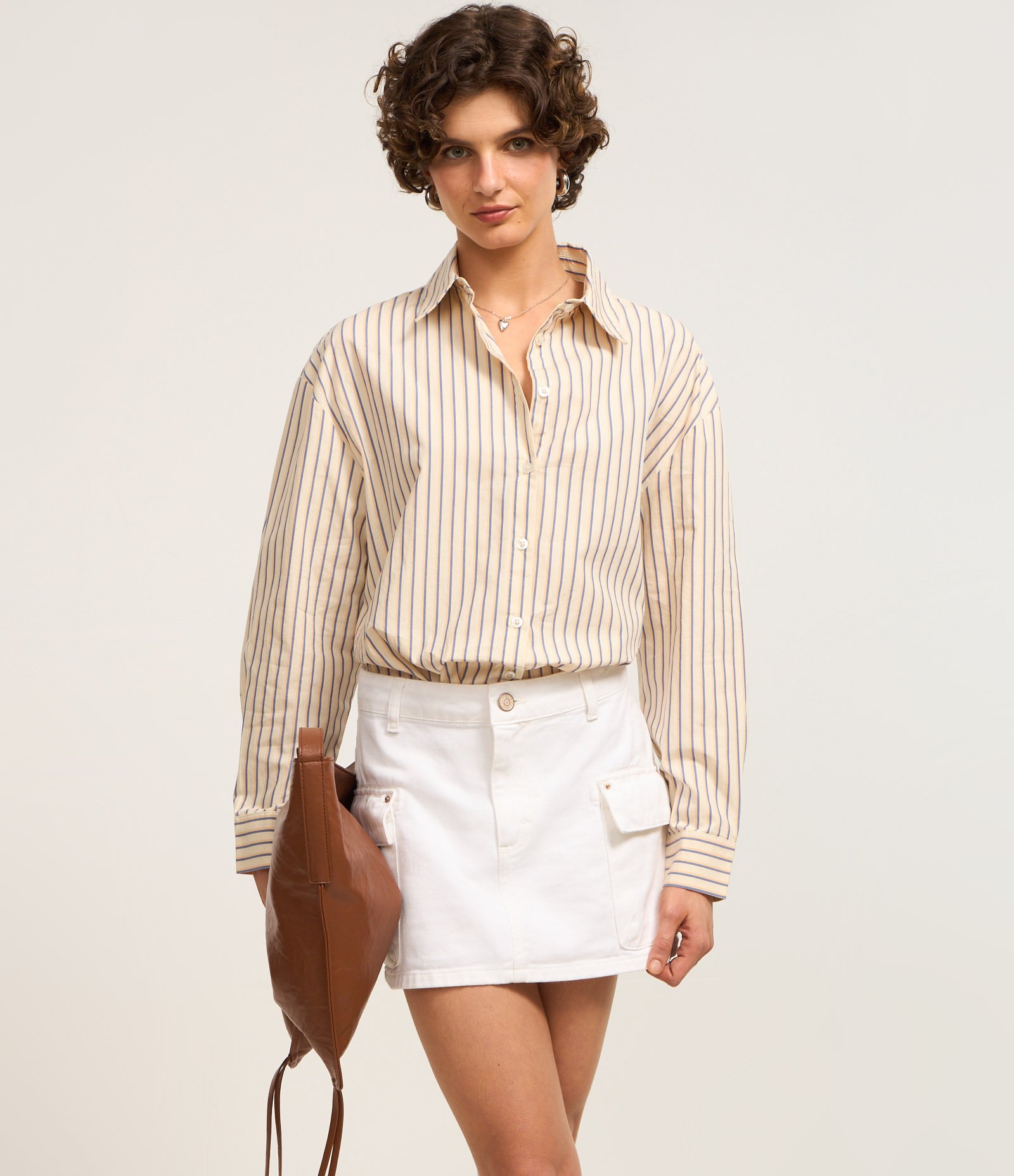 Saia Carho em Sarja com Bolsos Laterais Off White 2