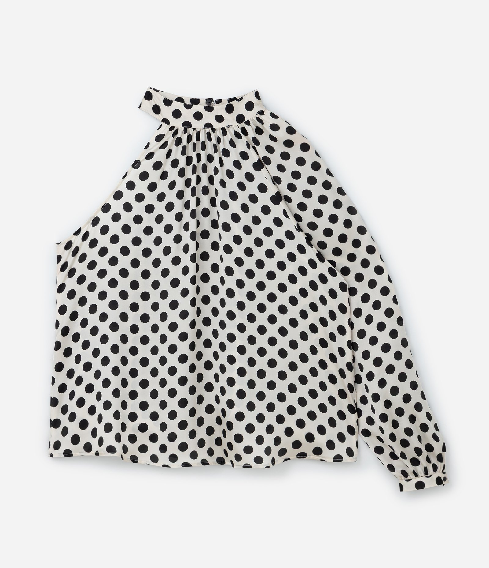 Blusa Poá Acetinada Coleção Rita Carreira Curve & Plus Size Branco/Preto 8