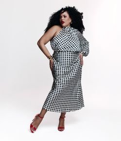 Blusa Poá Acetinada Coleção Rita Carreira Curve & Plus Size