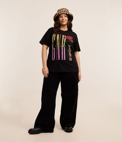 Calça Wide Leg em Jeans Marmorizado Curve & Plus Size