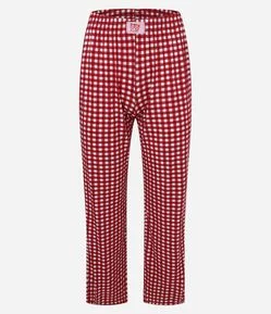 Pijama Longo em Algodão Estampa Xadrez e Gatinhos