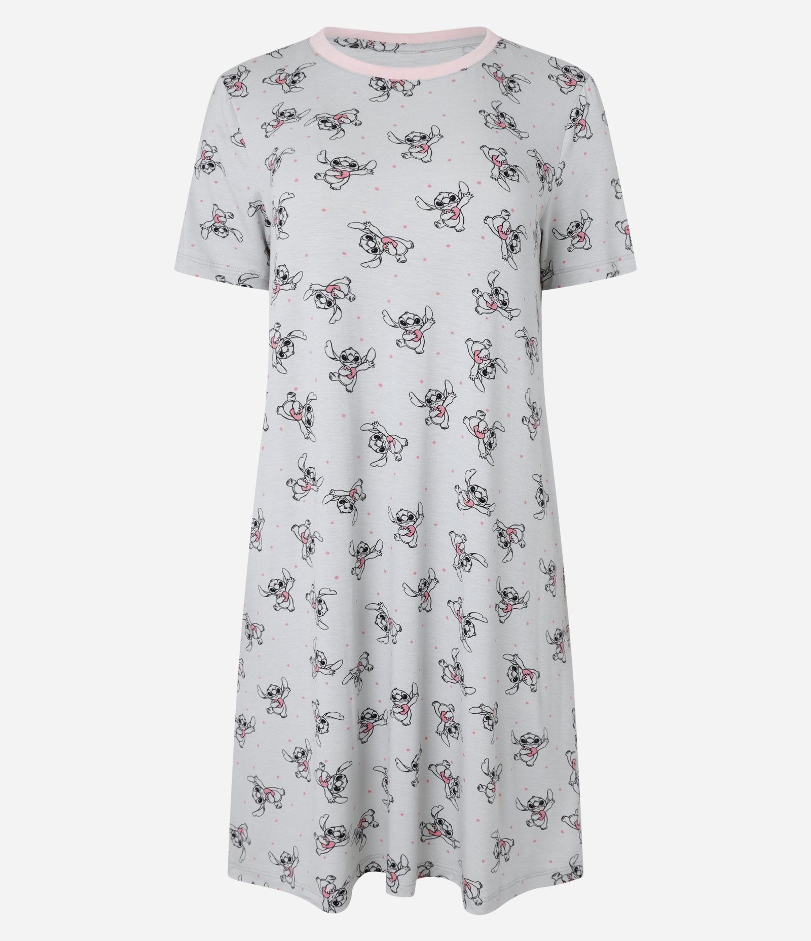 Camisola Curta em Viscose com Estampa Poá e Stitch Cinza 3