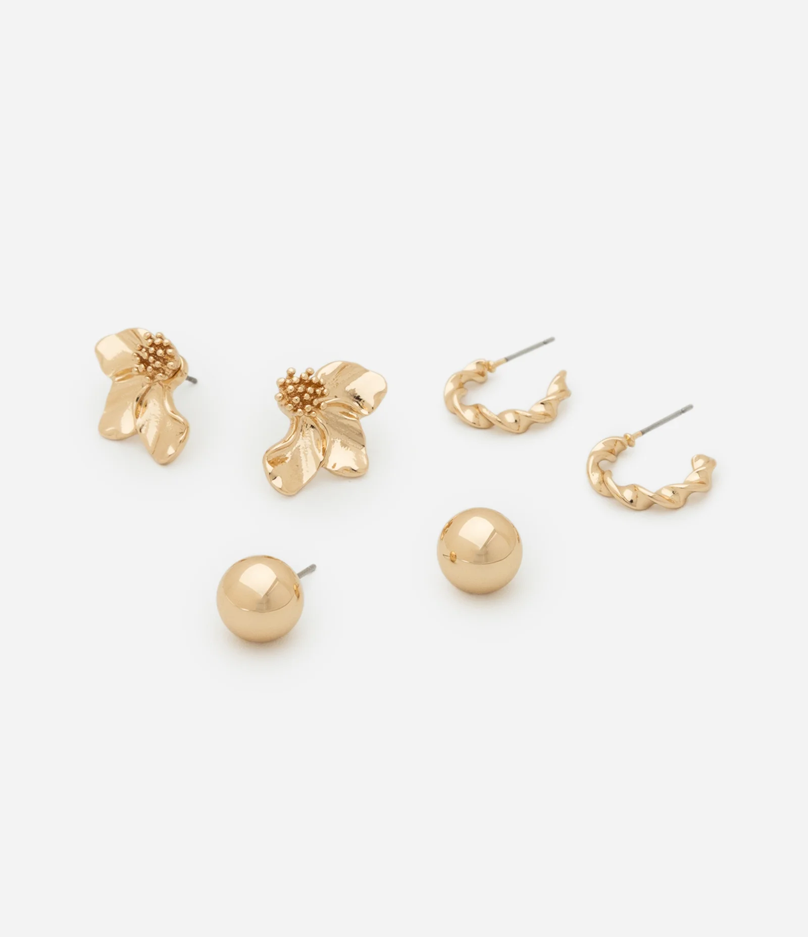 Kit 03 Brincos Variados Dourado 2