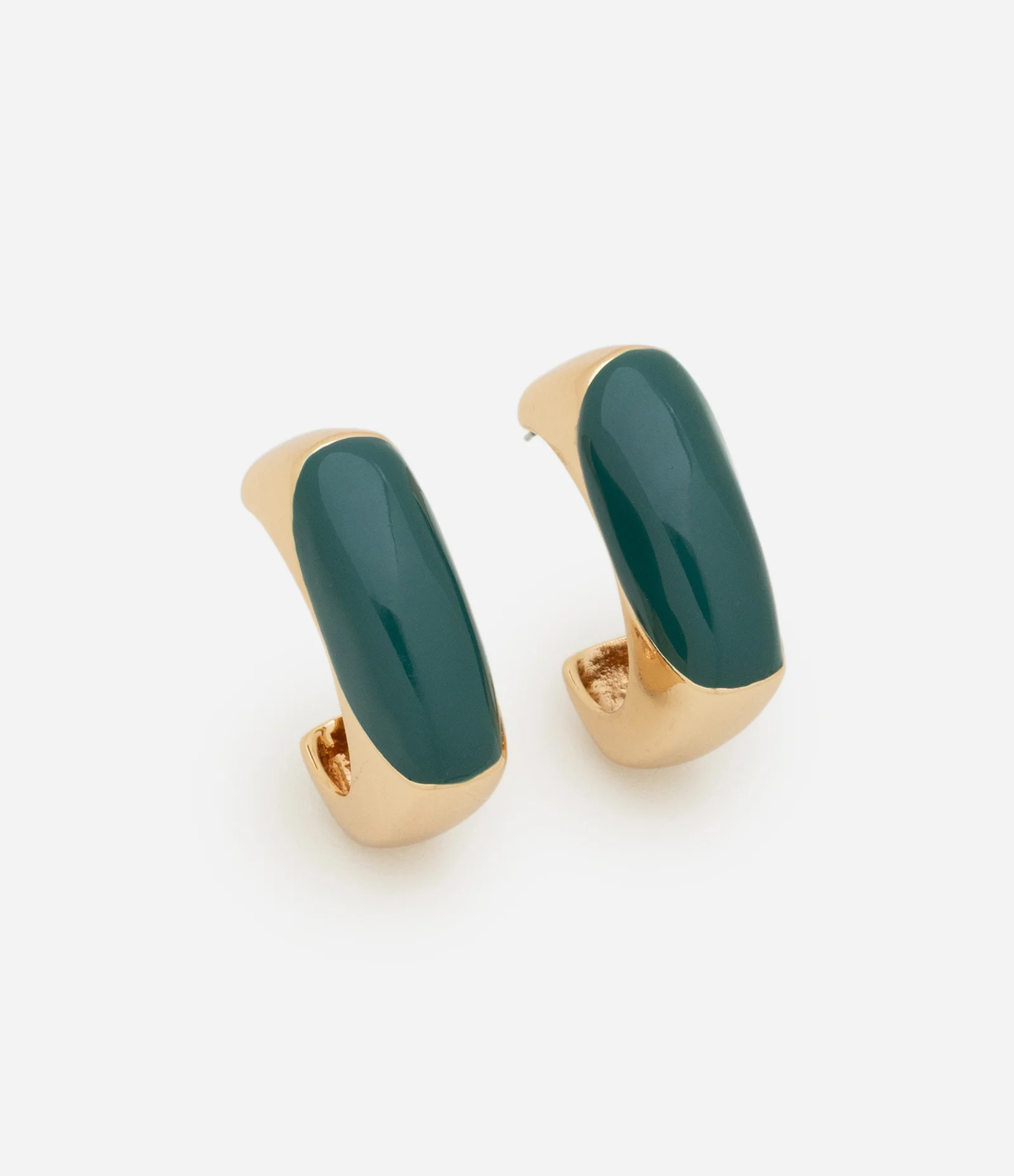 Brinco Argola Quadrada com Detalhe Esmaltado Bicolor Dourado/Verde 2