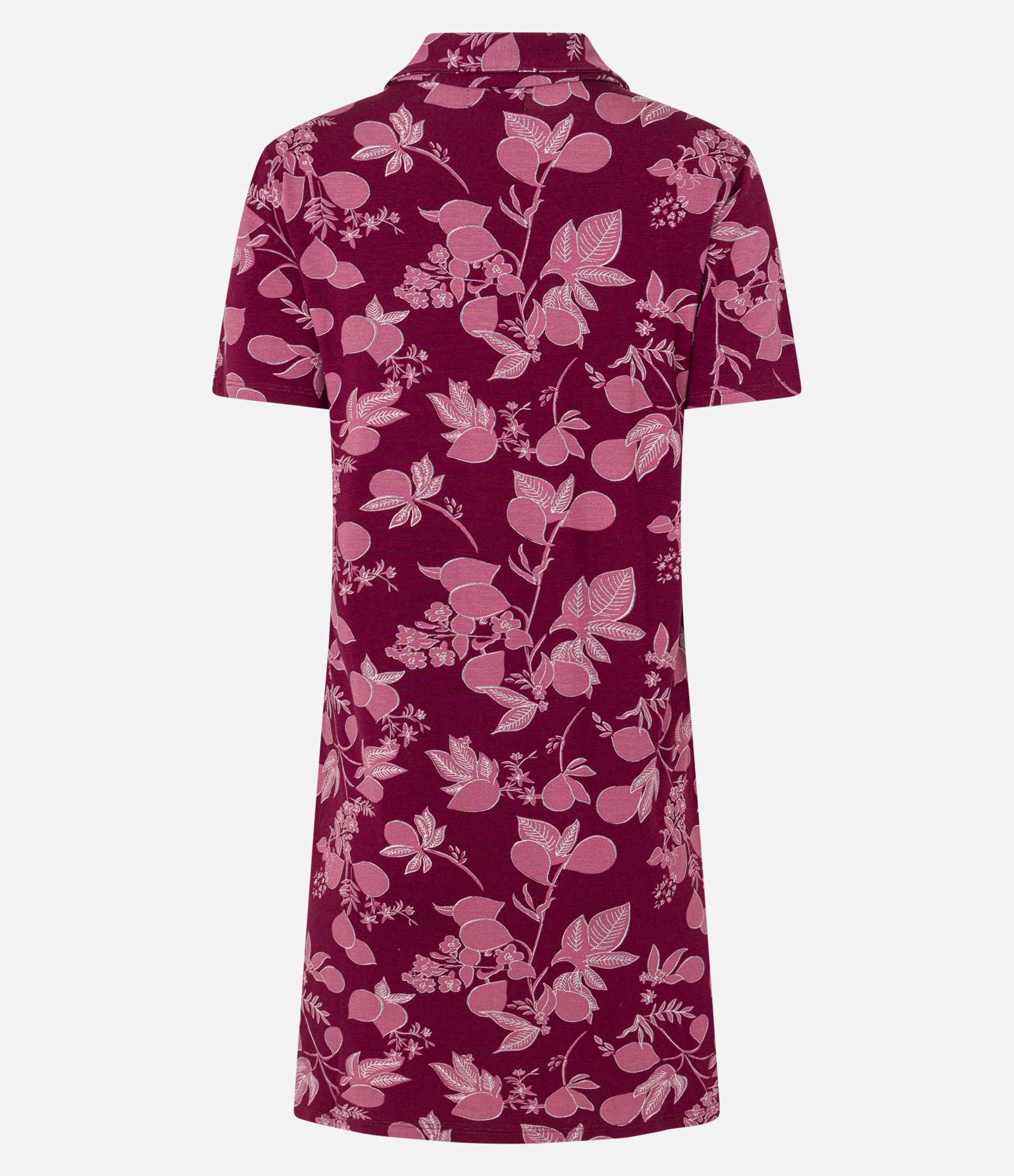 Camisola Curta em Viscose com Gola Polo e Estampa Folhagem Vermelho 5