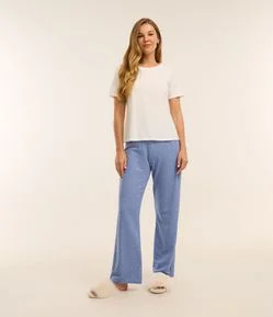 Pijama Longo em Algodão com Calça Poá