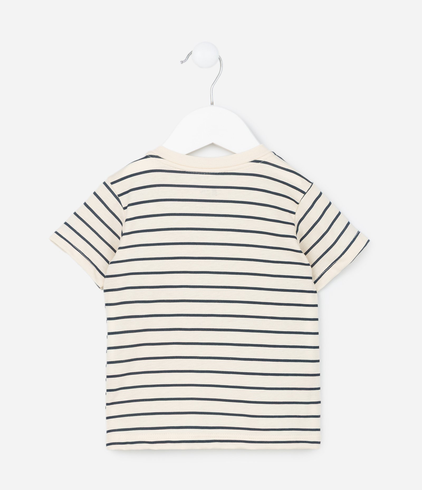 Camiseta Infantil com Bolsinho e Estampa Dino - Tam 0 a 18 meses Bege 2