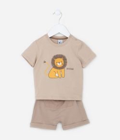 Conjunto Infantil com Estampa Leãozinho - Tam 0 a 18 meses