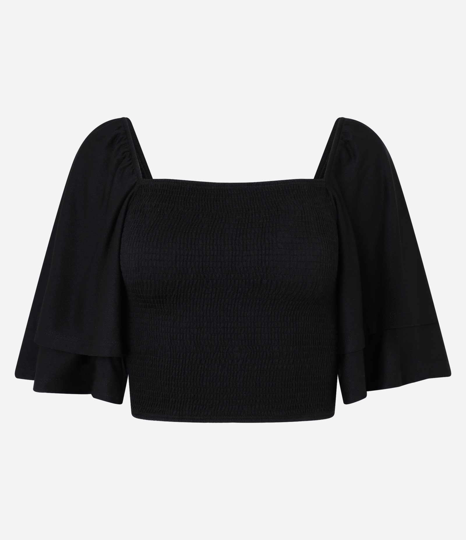 Blusa Cropped Texturizada com Manga Dupla Preto 4