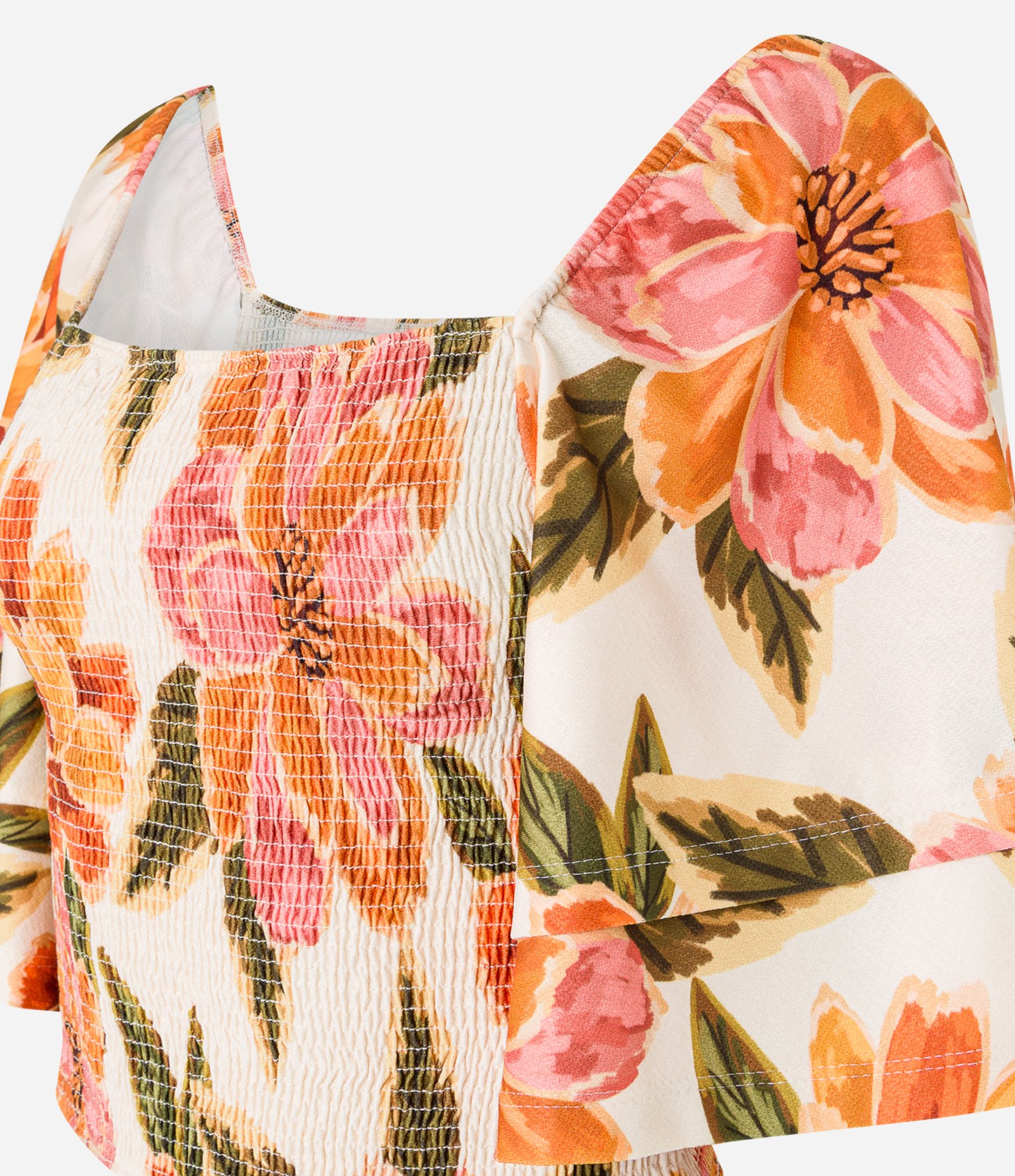 Blusa Cropped com Lastex no Corpo e Manga Dupla Multicores 5