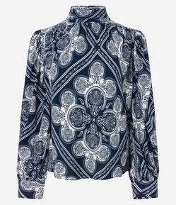 Blusa em Viscose com Manga Bufante e Estampa Paisley