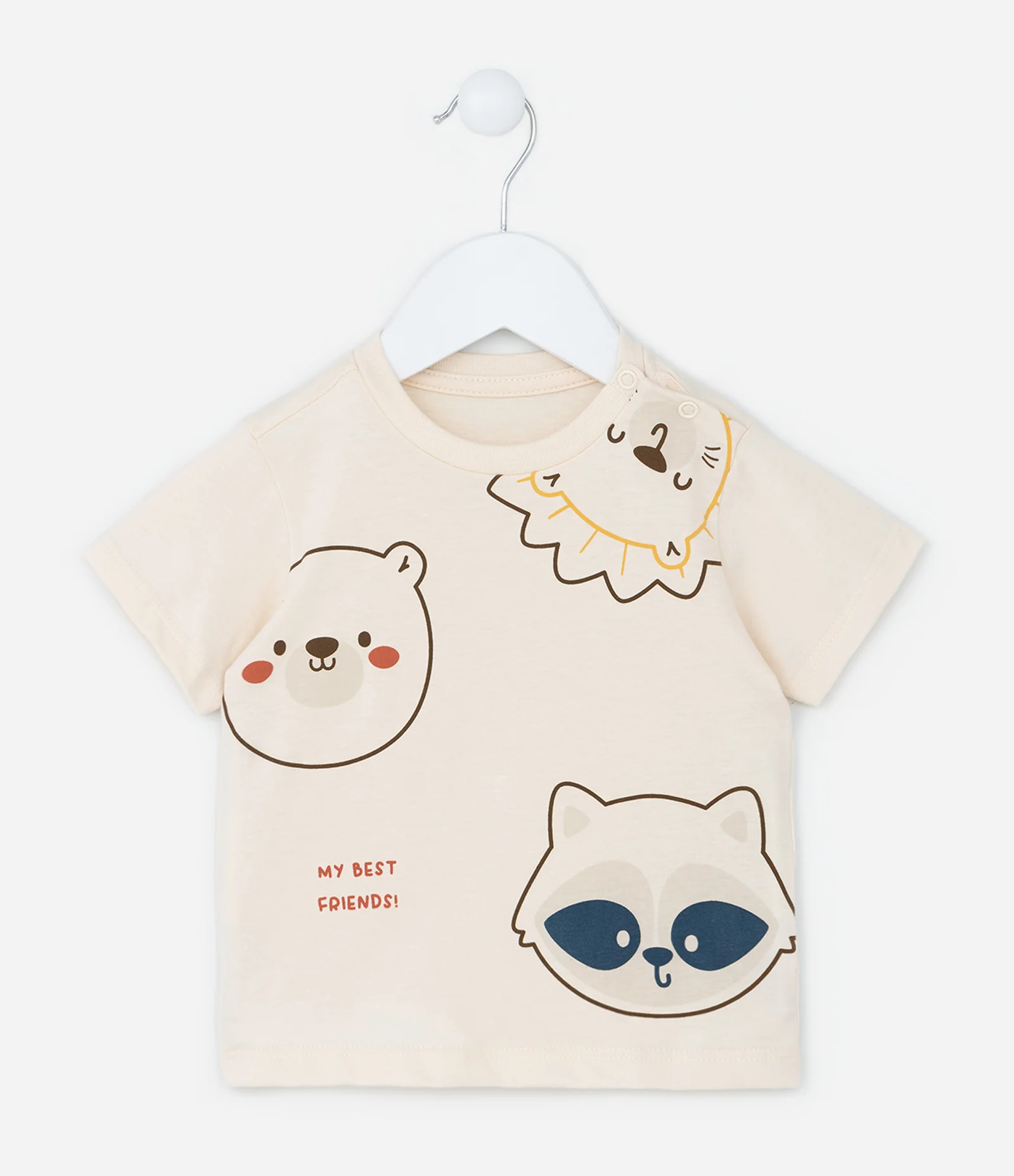 Camiseta Infantil com Estampa Bichinhos - Tam 0 a 18 meses Bege 1
