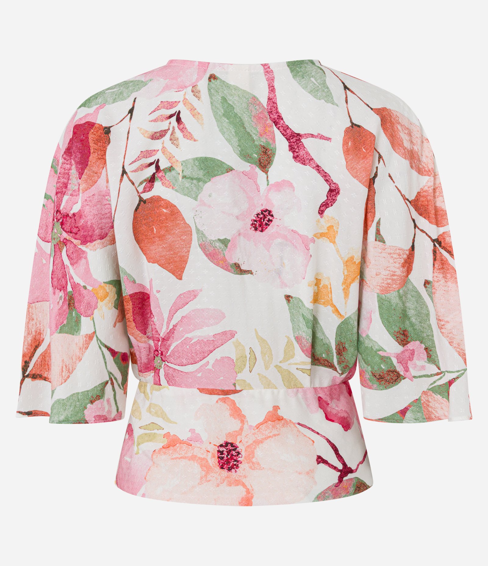 Blusa Comfy em Viscose com Estampa Floral Aquarelada Rosa/Verde/Branco 7