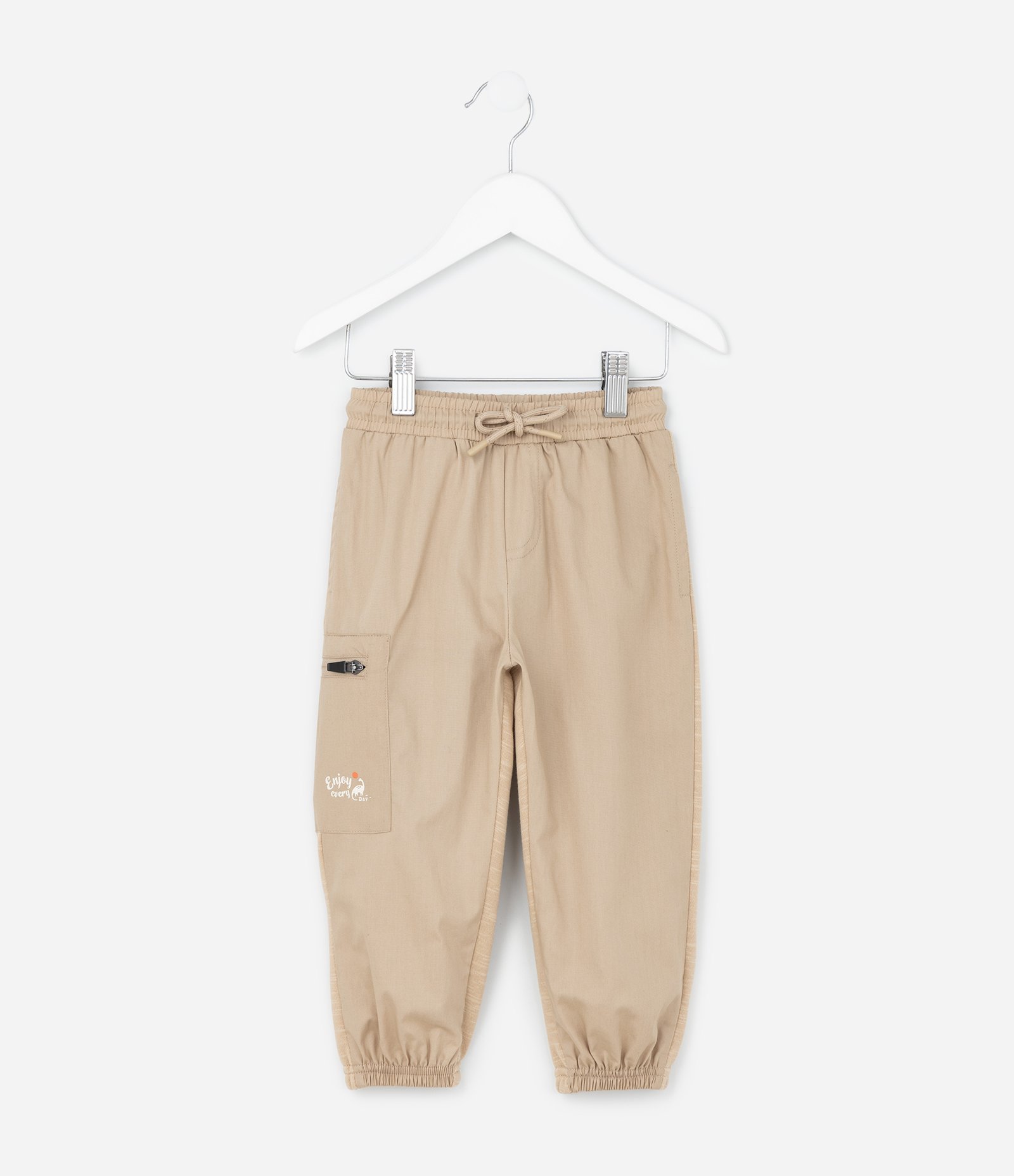 Calça Infantil em Sarja com Bolso e Zíper - Tam 1 a 6 Anos Bege 2