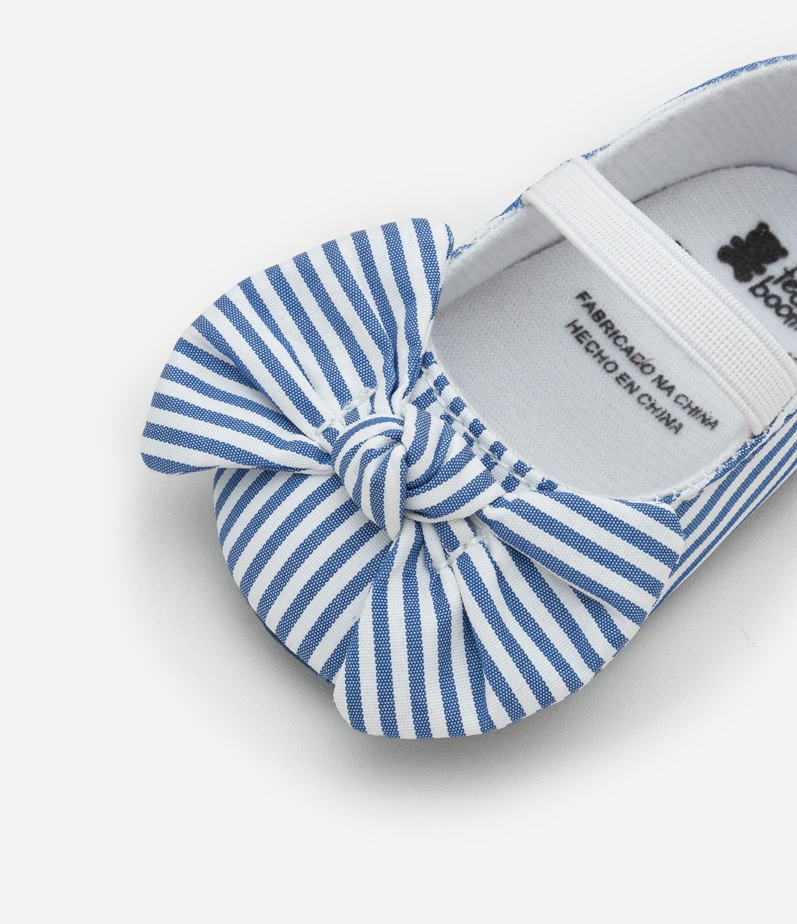 Sapatilha Infantil em Tricoline Listrada com Lacinho - Tam 15 a 19 Azul 3