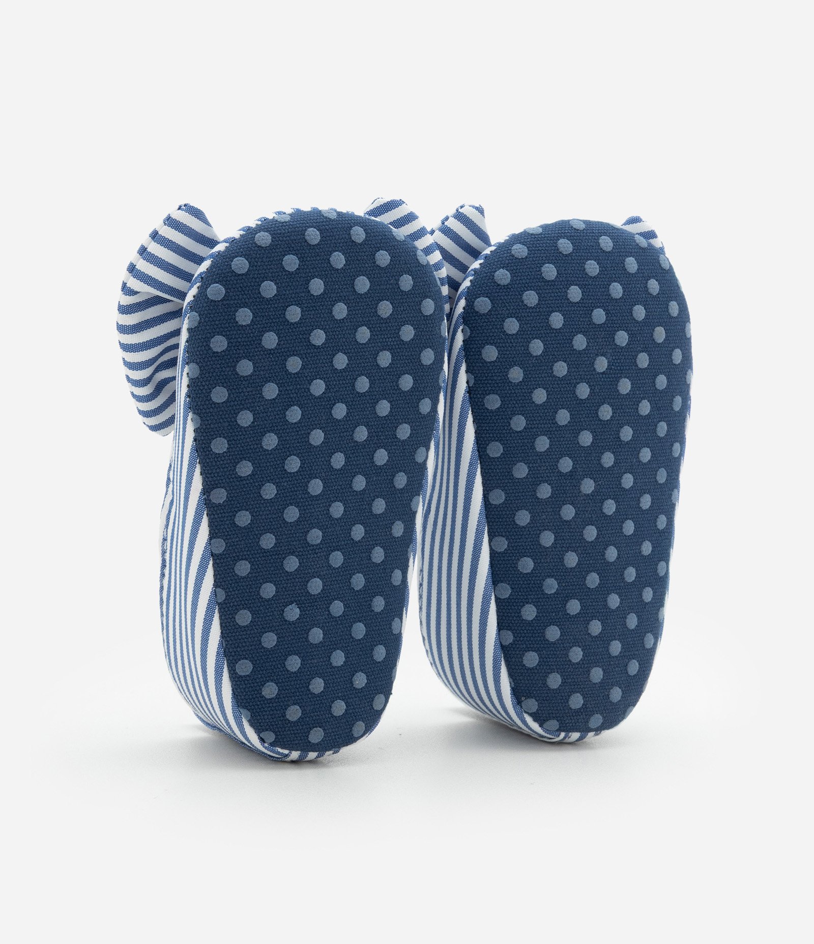 Sapatilha Infantil em Tricoline Listrada com Lacinho - Tam 15 a 19 Azul 4