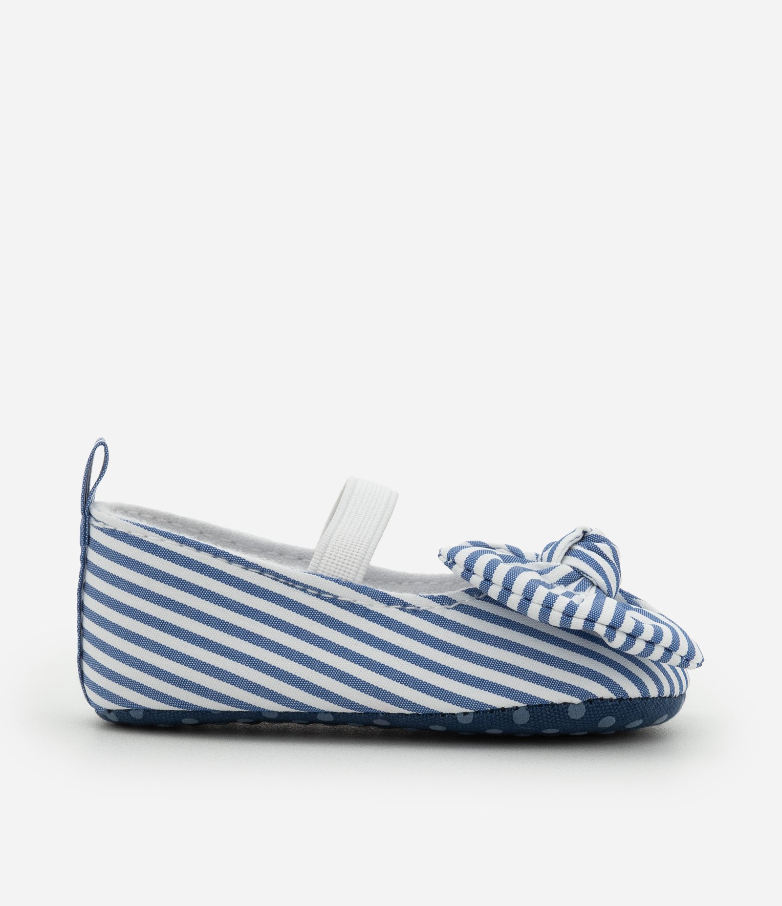 Sapatilha Infantil em Tricoline Listrada com Lacinho - Tam 15 a 19 Azul 5