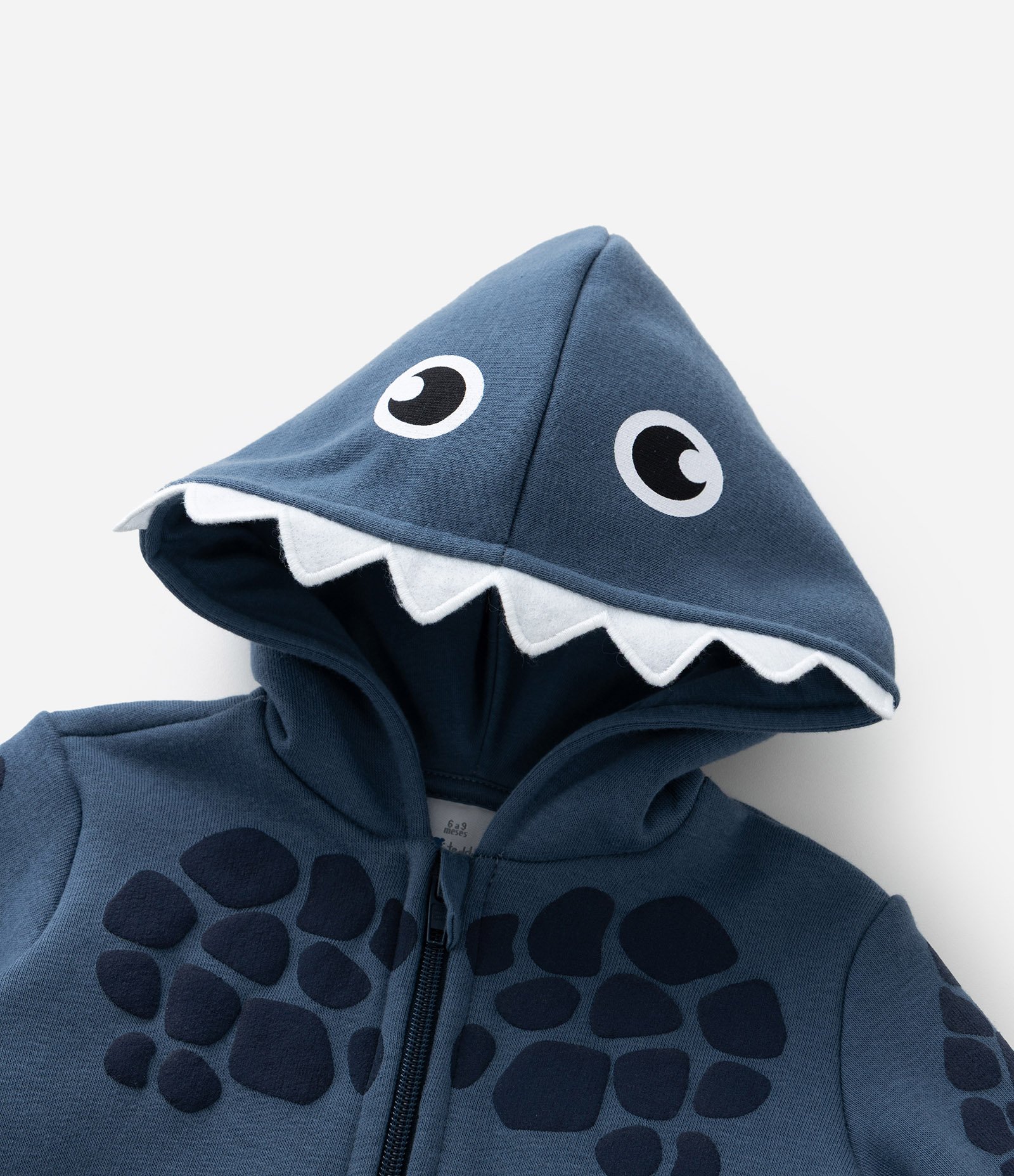 Casaco Infantil com Estampa Interativa Dino - Tam 0 a 18 meses Azul 8