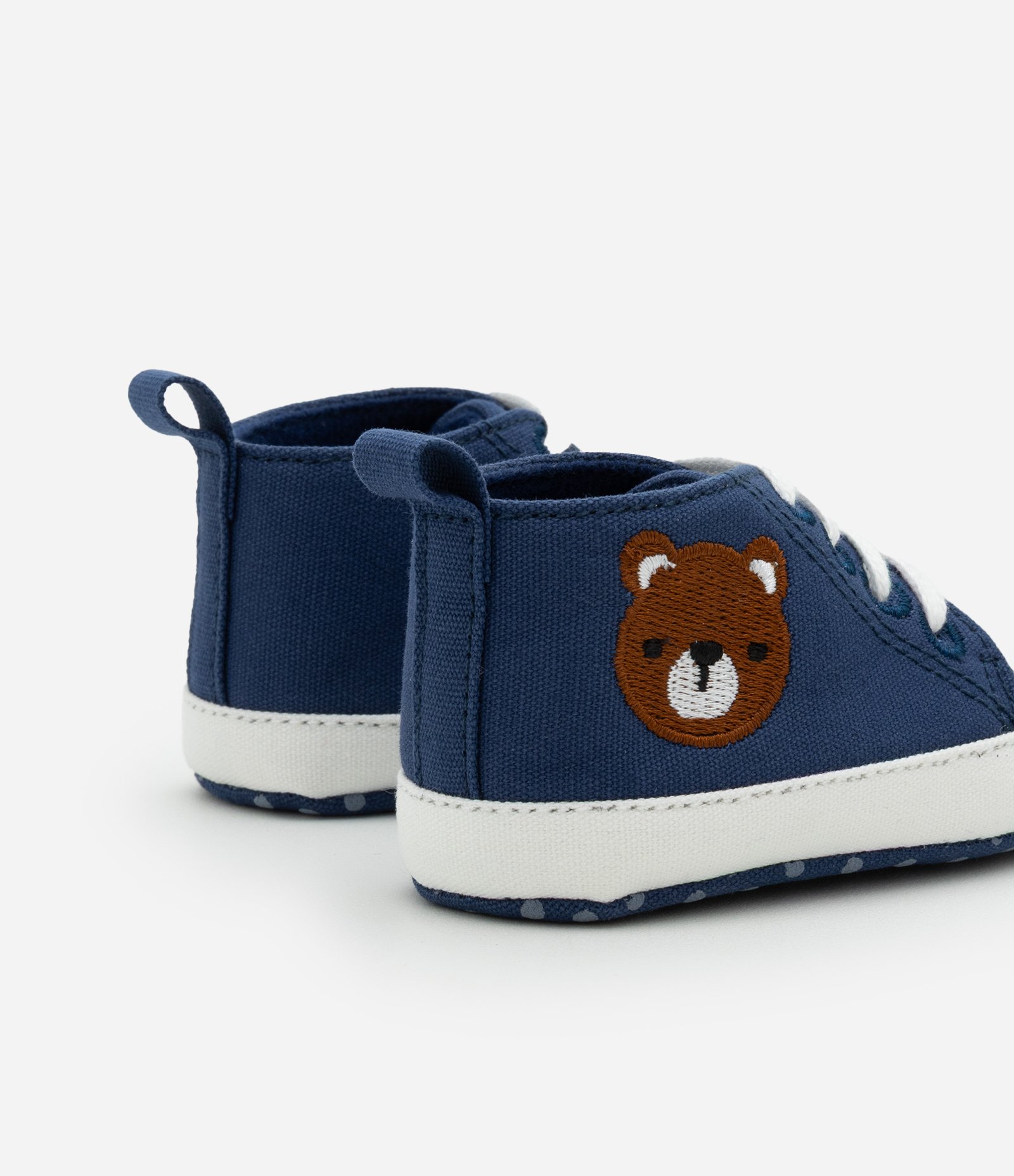 Tênis Infantil Botinha em Sarja com Bordado de Ursinho - Tam 15 a 19 Azul 2