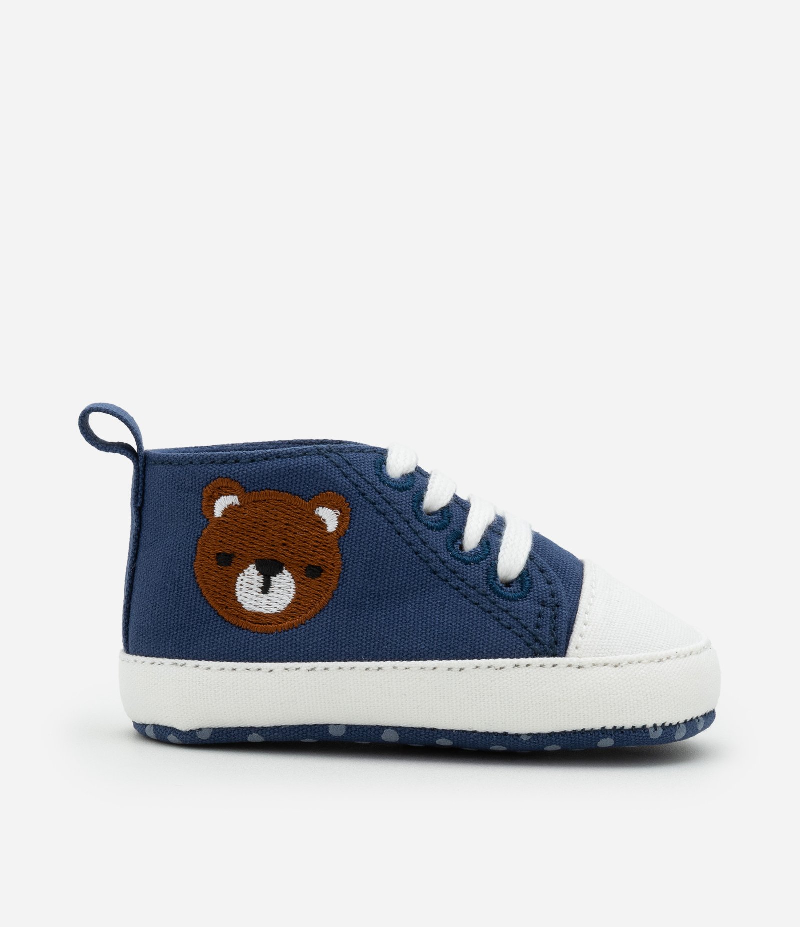Tênis Infantil Botinha em Sarja com Bordado de Ursinho - Tam 15 a 19 Azul 4