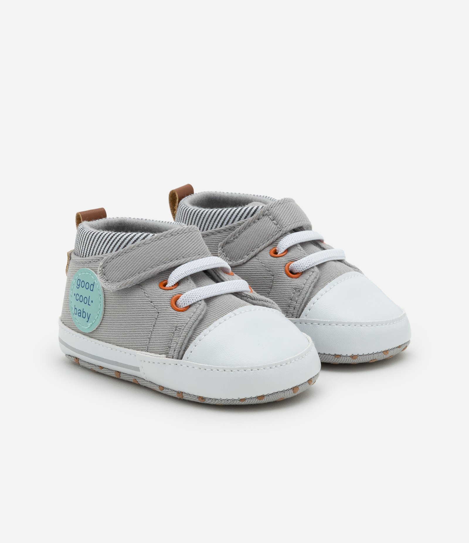 Tênis Infantil com Velcro e Etiqueta Lateral - Tam 15 a 19 Cinza 1