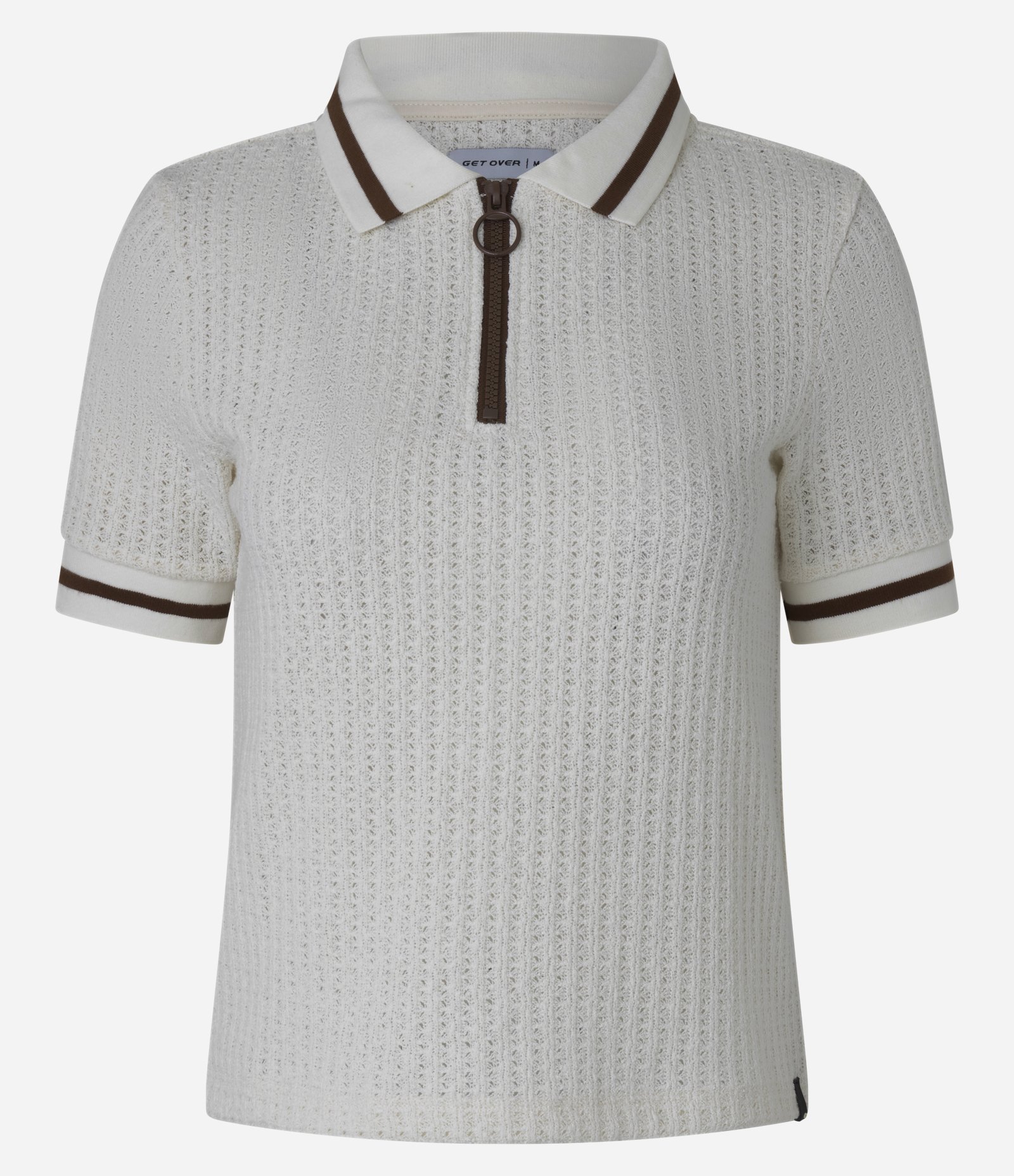 Camiseta Polo Esportiva em Tricô com Zíper na Gola Off White 5