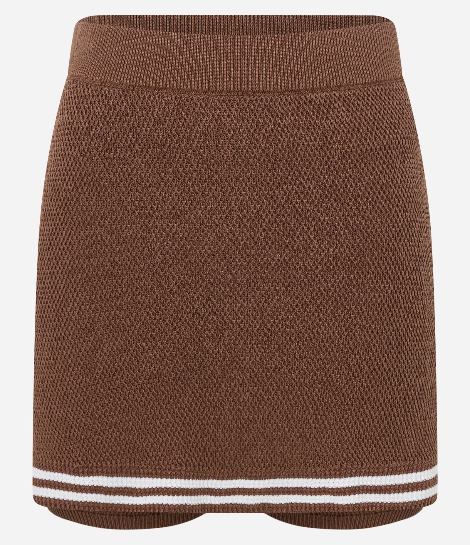 Short Saia Esportivo em Tricô com Listras Contrastantes Marrom 6