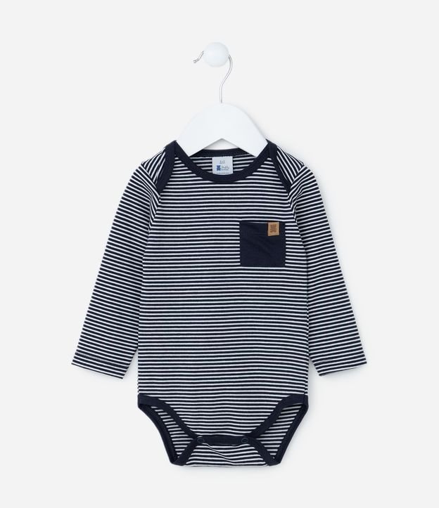 Body Infantil Listrado - Tam 0 a 18 meses